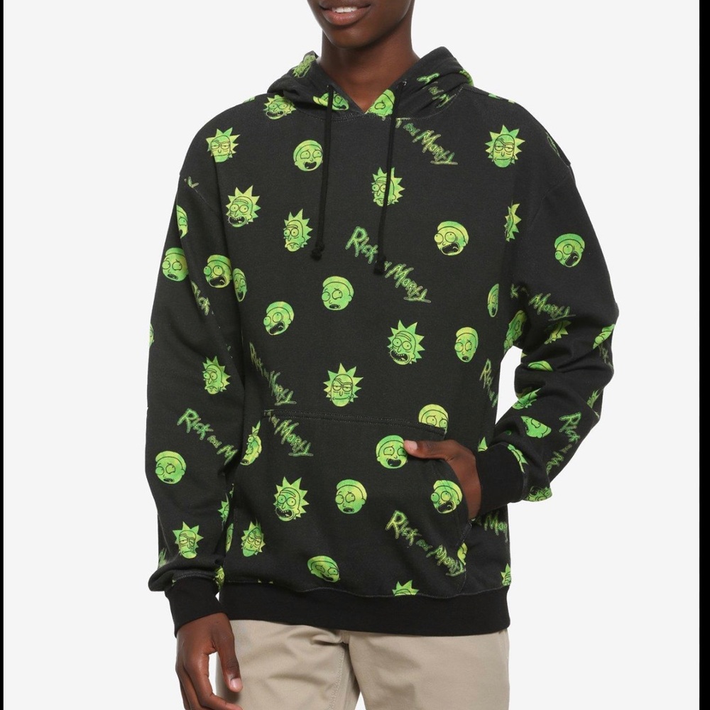 Black and green Rick and morty hoodie
